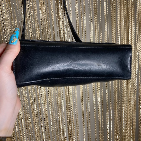 Y2k vintage black Liz Claiborne faux leather baguette bag handbag shoulder purse - Picture 4 of 11
